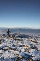 09-9523 Hill Walker and the View from the Mountain of Craiggowrie West to Aviemore and Beyond Cairngorms Scotland